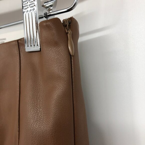 BNWT  Zara Brown Faux Leather High Rise Leggings w Raw Hem size XS - Picture 10 of 15